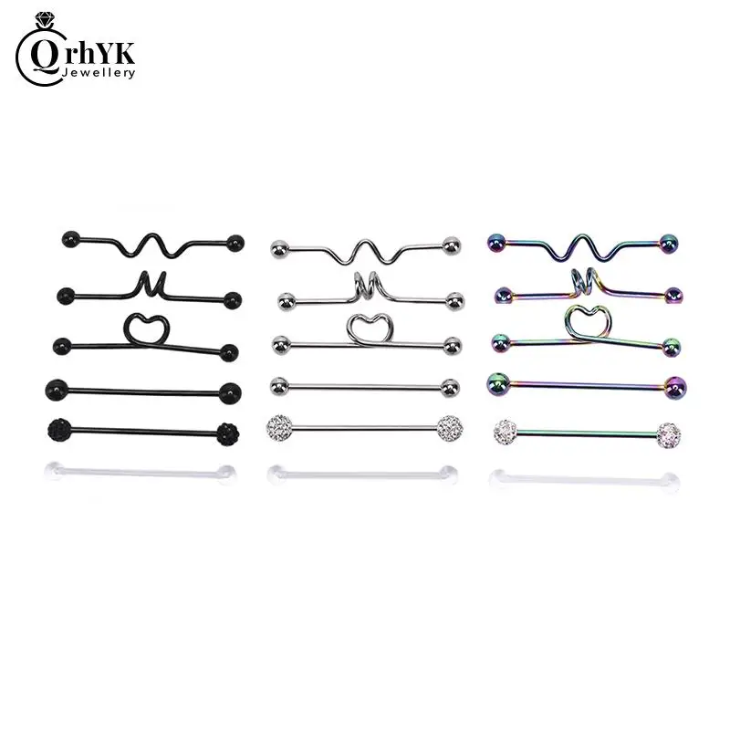 6 шт./компл. Горячая новинка модные промышленные серьги-штанги Сердце Стрела