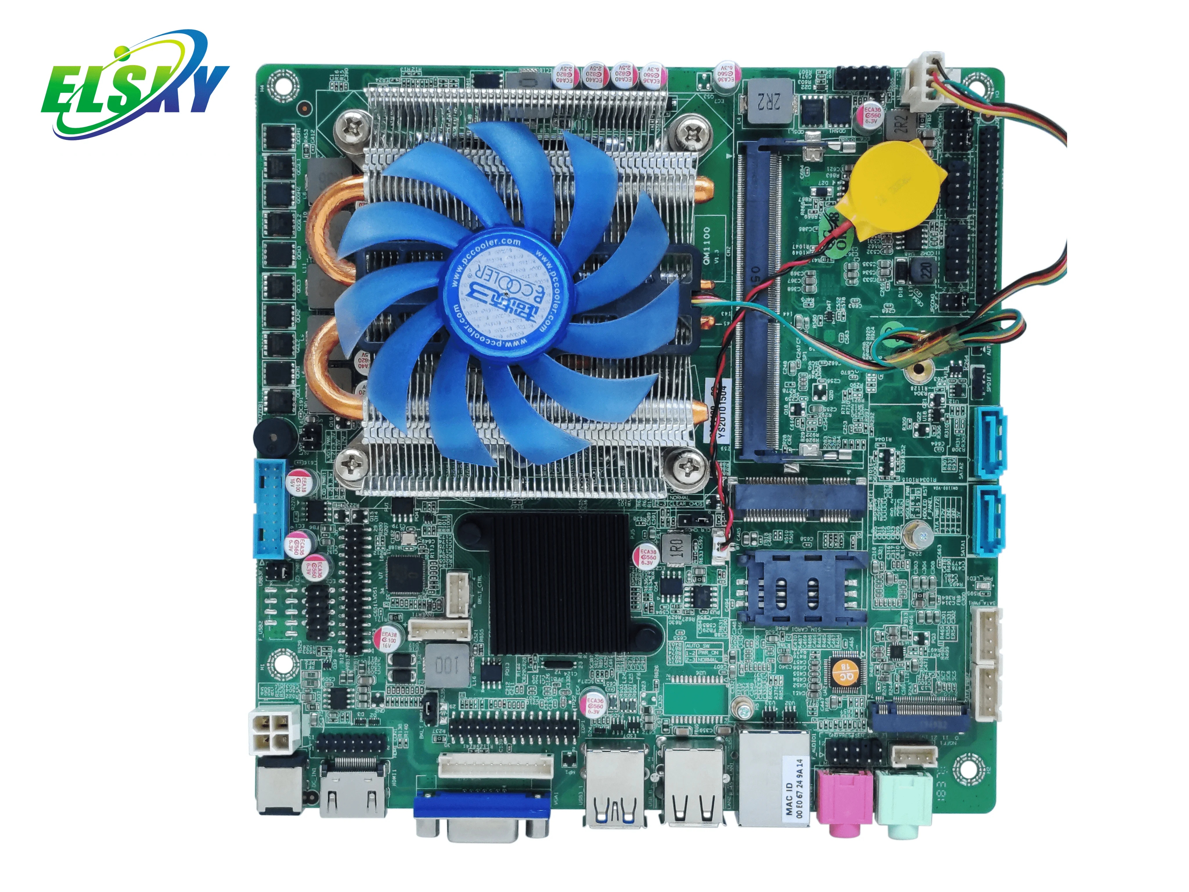 Фото Промышленная материнская плата ELSKY QM1100 Series Mini-ITX с поддержкой DDR4, процессоров Skylake/Kabylake LGA1151, новая, с одним портом SATA №2