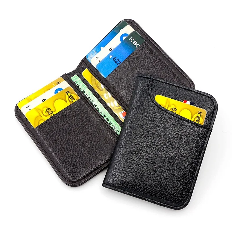 Men's Card Holder New Slim Wallet High Quality Leather Purse Fashion PU Male Money Clip Business ID Credit Card Bag Coin Purse