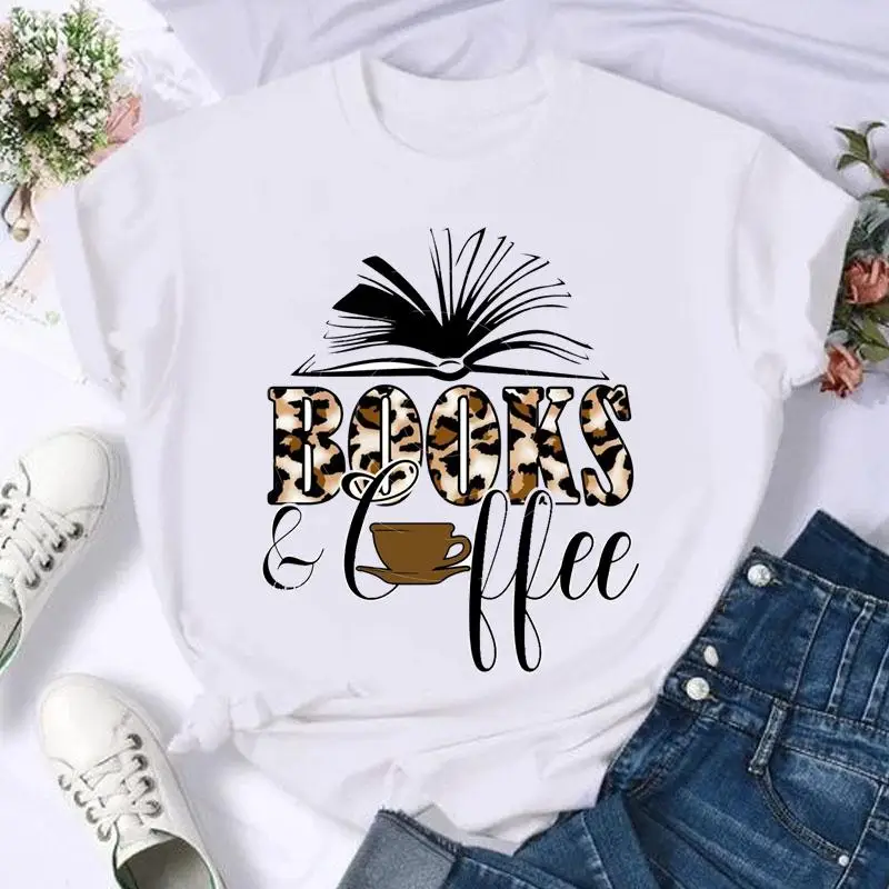 

Women Casual Leopard Coffee Trend Top Print T Shirt Short Sleeve Fashion Summer Female Tshirts Cartoon Graphic Tee T-Shirt