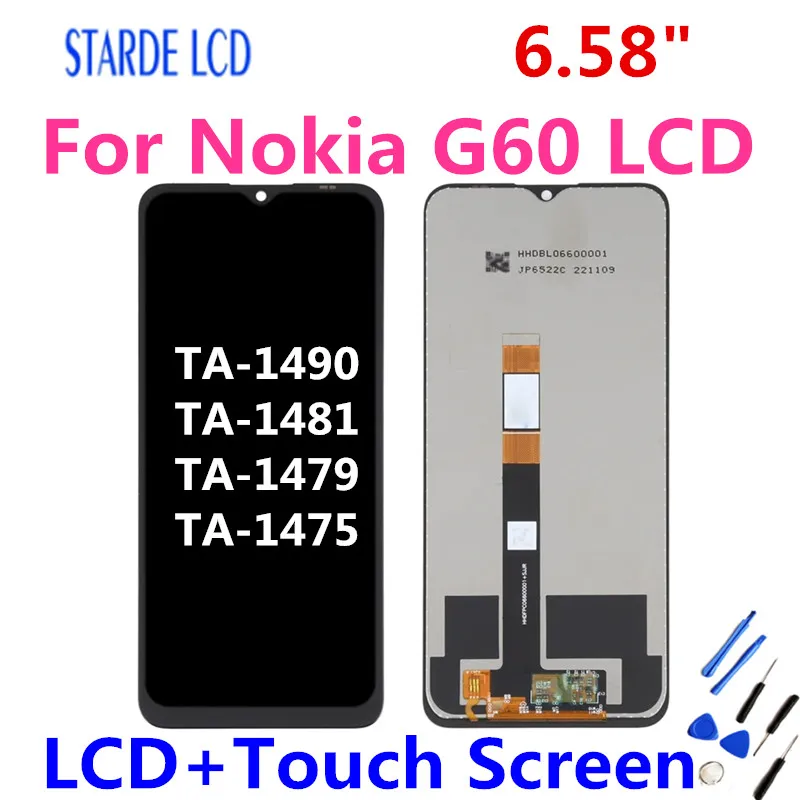 Оригинальный 6 58 "для Nokia G60 ЖК-дисплей с сенсорным экраном в сборе для TA-1490 TA-1481