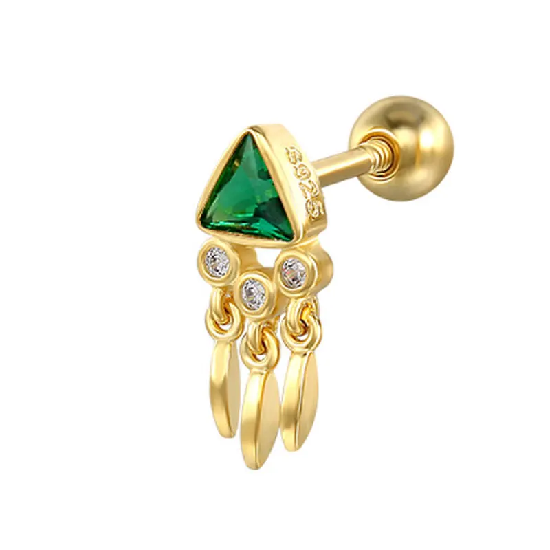 

French Style Retro Elegant Mini Triangle Tassel Earrings Ins Minority Simple Cartilage Piercing Diamond Stud Earrings Ornament