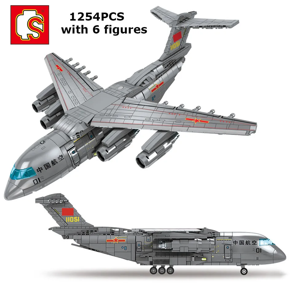 

SEMBO Children DIY Military Y-20 J-15 Transport Plane Model Building Blocks City Boy Soldier Fighter Weapons Figures Bricks Toys