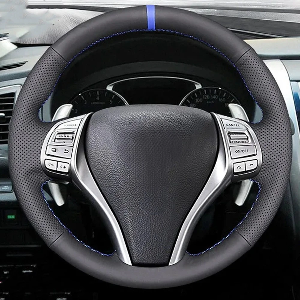

Чехол на руль автомобиля, черная искусственная кожа для Nissan Teana Altima 2013-2018 X-Trail Qashqai 2014-2017 Pulsar 2015-2018