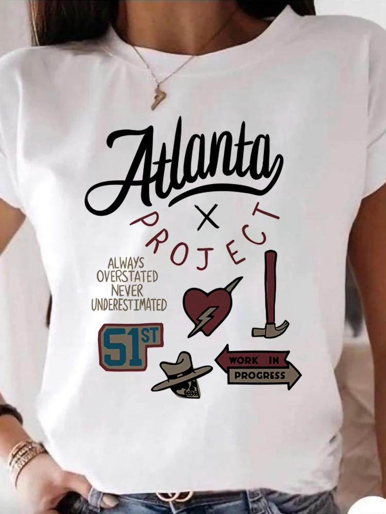 

Art Atlanta Project Stranger Things Summer Design T-shirt Women Clothing Short Sleeve Crewneck Graphic T Shirt Student,Drop Ship