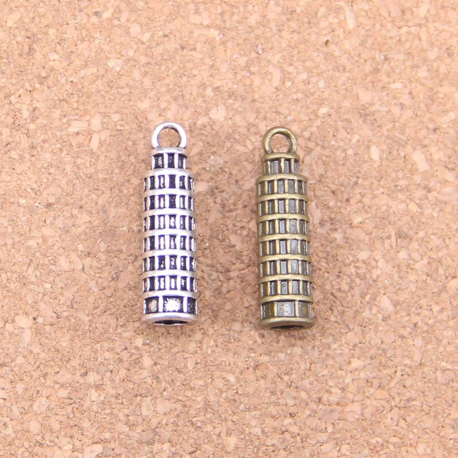 

48pcs Charms leaning tower of pisa italy 25x7mm Antique Pendants,Vintage Tibetan Silver Jewelry,DIY for bracelet necklace