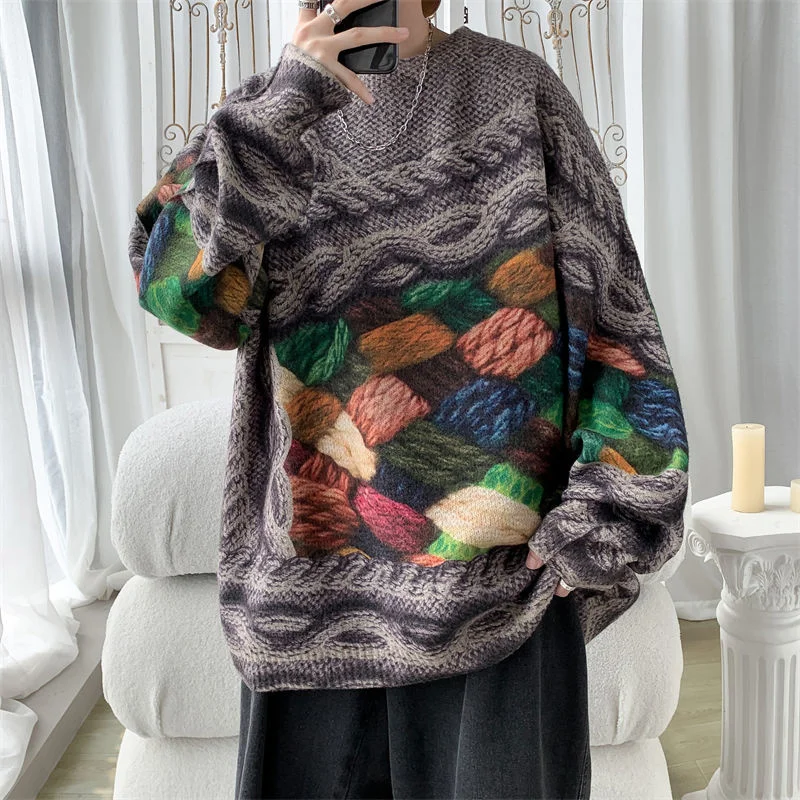 

Warm Winter Casual Printed Fashion Sweater Men Knitted Pullover Men Loose Long Sleeve Sweater Mens Jumper Clothes M-5XL
