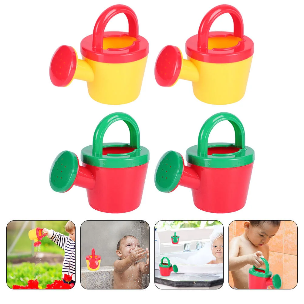

4 Pcs Mini Watering Pot Toys Bath Summer Bathing Plastic Beach Cans Kid Indoor