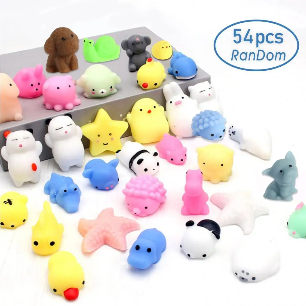 

54Pcs Mochi Squeeze Toys Mini Cute Animal Elephant Dog Stress Relief Toys Party Favors Birthday Easter Gifts for Boys Girls Kids