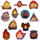 Женская Брошь в виде кальцифера, брошь в виде движущегося замка, булавка в виде бекона, огненного демона, милый аксессуар в стиле аниме