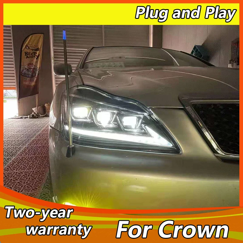 

Автомобильный Стайлинг для Toyota Crown 2005-2009, светодиодный ные фары для crown, светодиодные динамические поворотники, аксессуары для фар