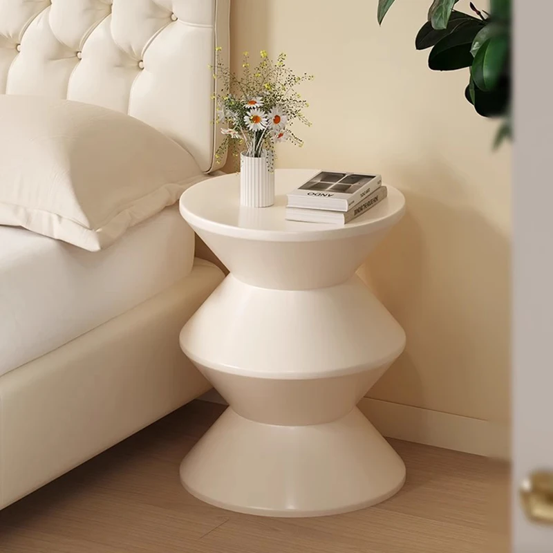 

Nordic Bedside Nightstands Modern Round Aesthetic Plastic Side Table Modern Design Simple Mesita De Noche Garden Furniture Sets
