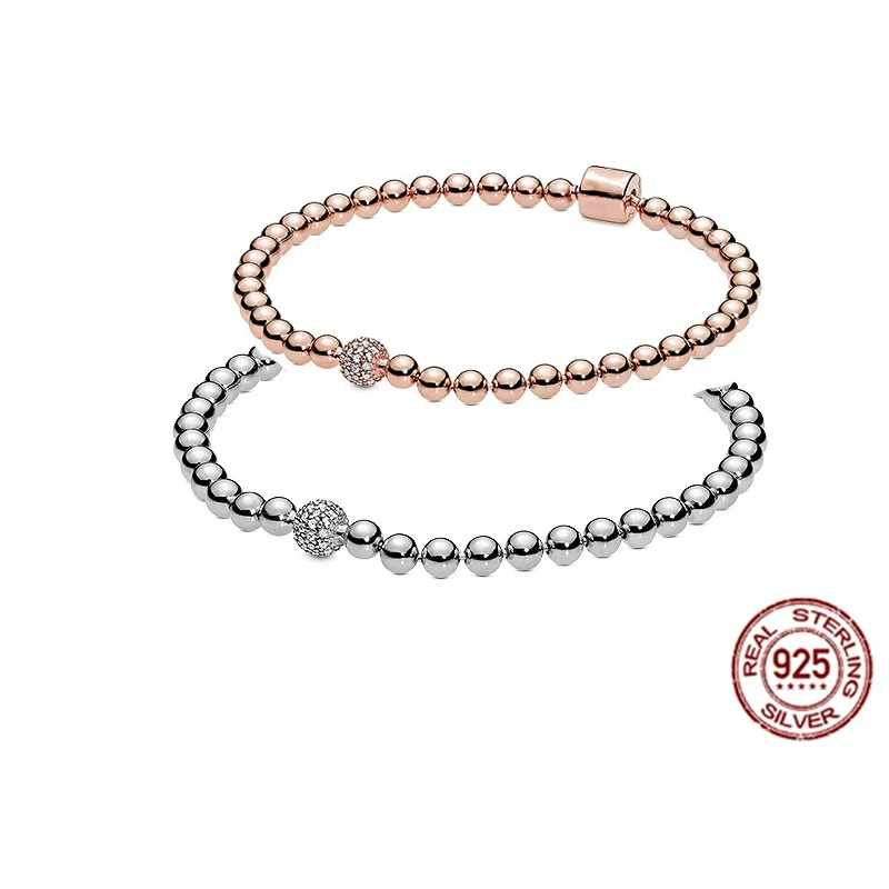 

Hot Sale Sterling Silver 925 Glossy Diamond Beads Infinity Knot Bracelet for Original Charm Beads DIY Make Couples Jewelry