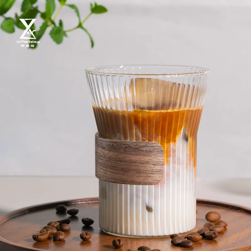Кофейная кружка из стекла ручной работы в японском стиле с полосками