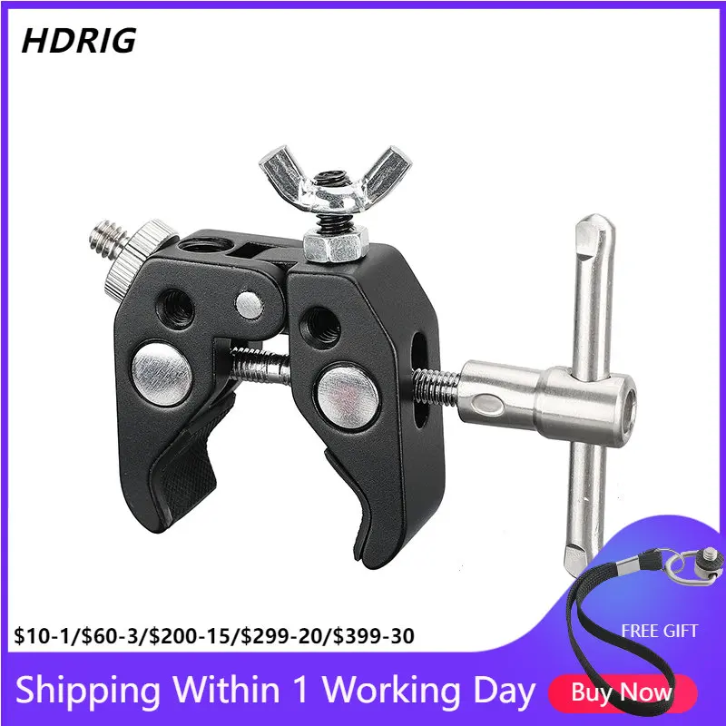 

HDRIG Universal Super Crab Clamp With 1/4"-20 Screw Adapter & 1/4"-20 Hand-tight Fastener Wing Butterfly Screw Nut