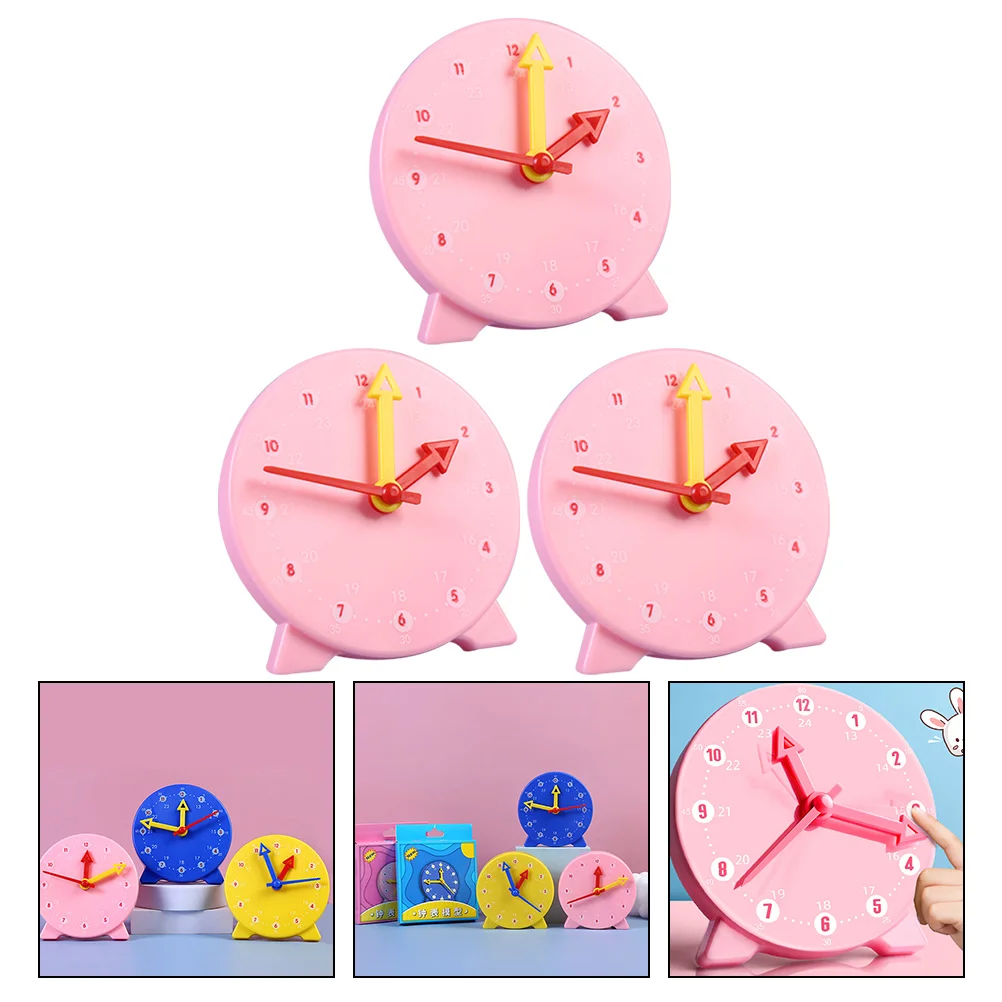 

3Pcs Clock Learning for Kids Plastic Clock Models Teaching Aid Kid's Educational Toys for School
