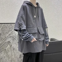 hooded sweater mens loose pullover workwear jacket fashion trend trendy brand all match top hoodie