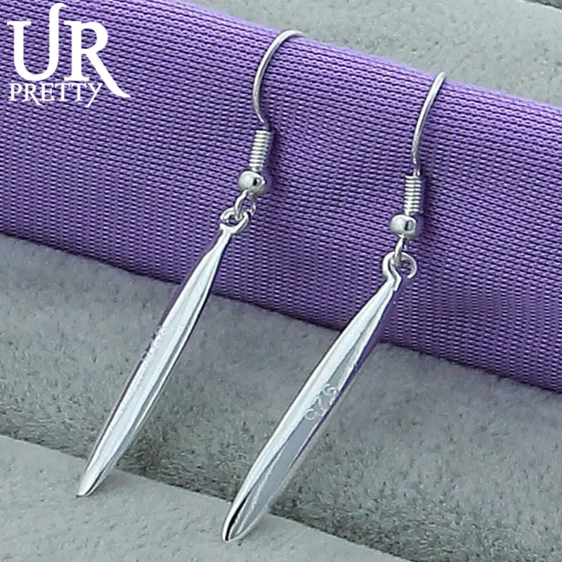 

URPRETTY 925 Sterling Silver Leaves Long Drop Earring For Women Wedding Engagement Party Jewelry Christmas Gift