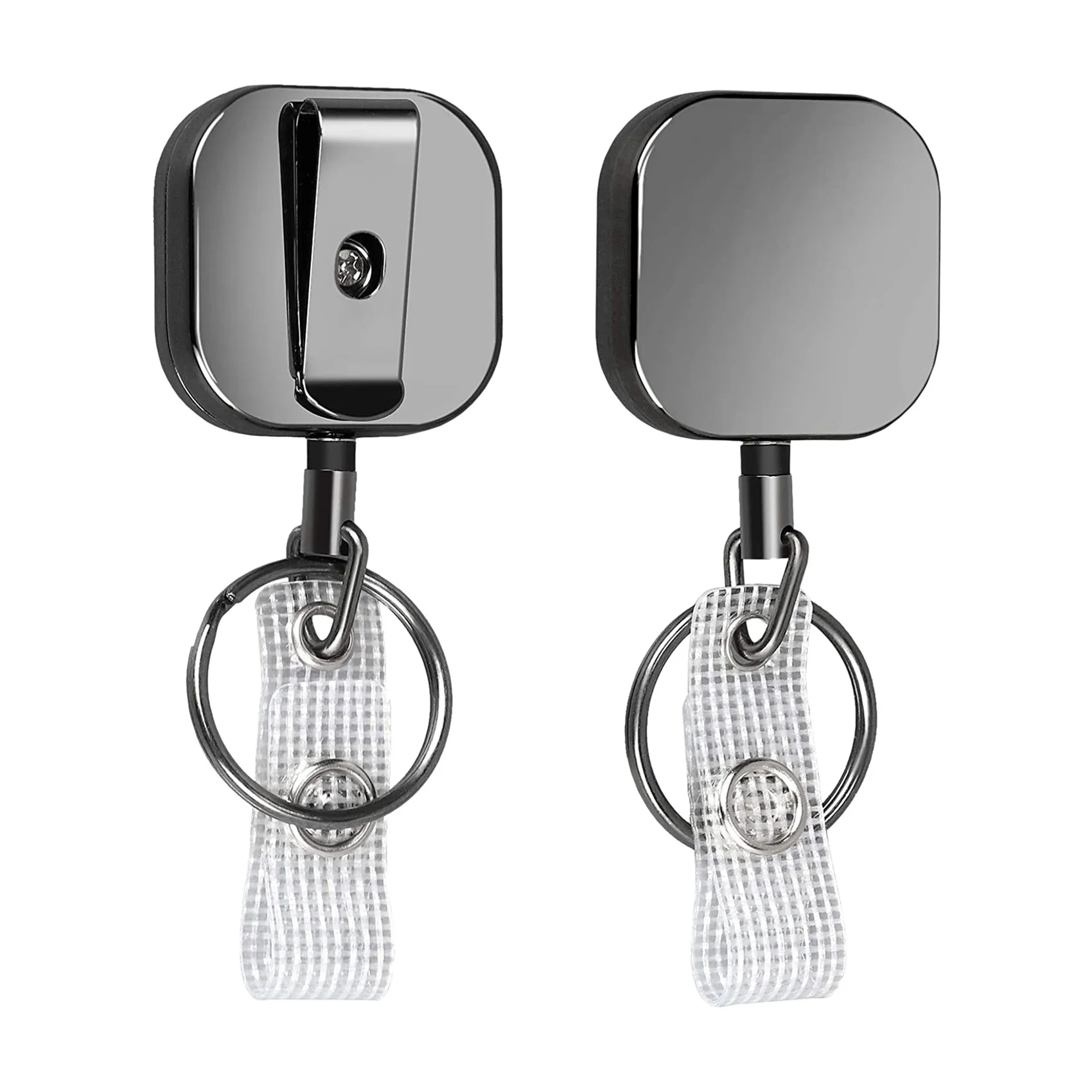 

2 Pack Small Heavy Duty Retractable Badge Holders Reel, ID Badge Holders with Belt Clip Key Ring for Name Card Keychain