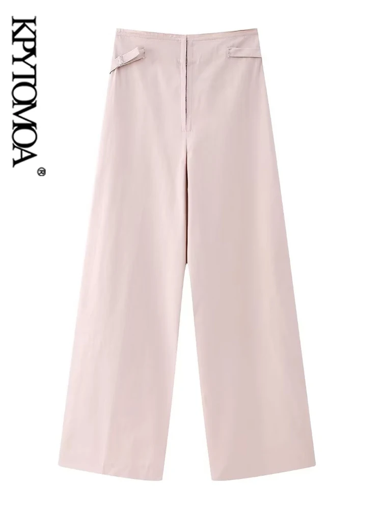 

Брюки KPYTOMOA женские длинные с поясом, Модные Винтажные штаны с завышенной талией и металлическим крючком спереди
