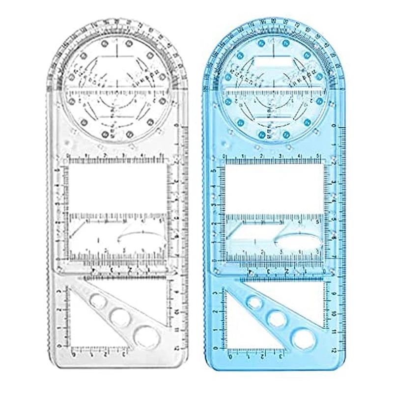 

2Pcs Multifunctional Geometric Ruler Mathematics Drawing Ruler Drawing Template Measuring Tool Measuring Draft Rulers