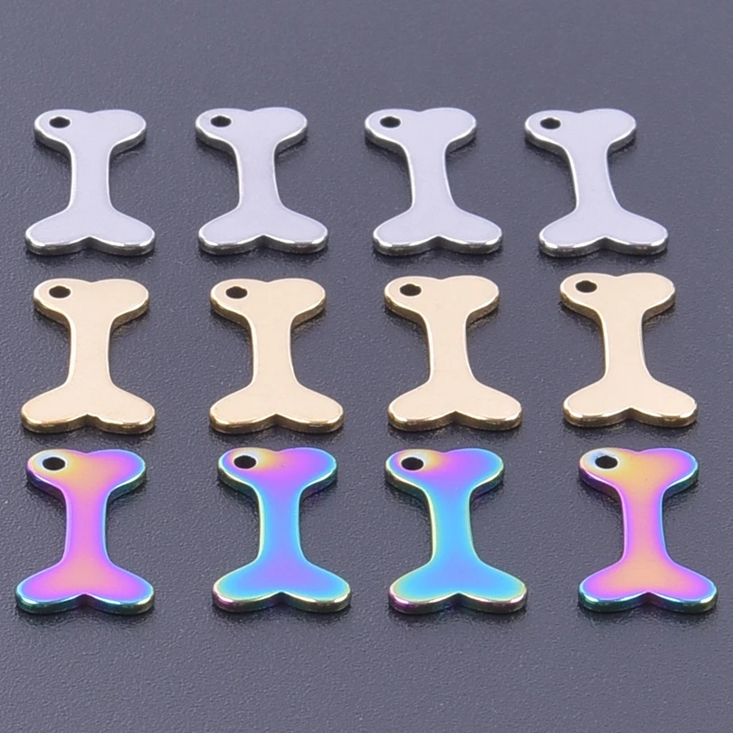 

20Pcs/Lot 15x8mm Dog Bone Charms Stainless Steel Tiny Pendant DIY Handmade Jewelry Making Earring Bracelet