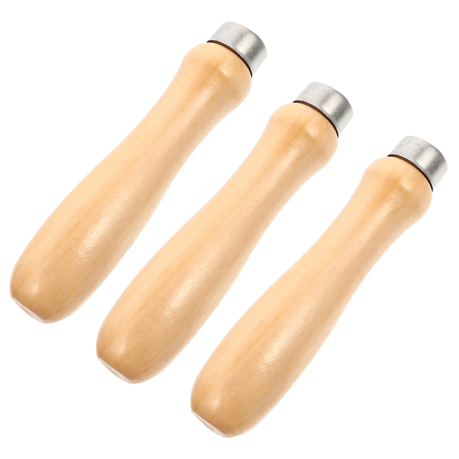 

3pcs Wooden File Handles with Metal Collars for Garage Woodworking Carpenter Tool Maintenance File Cutting Tool Craft Supplies
