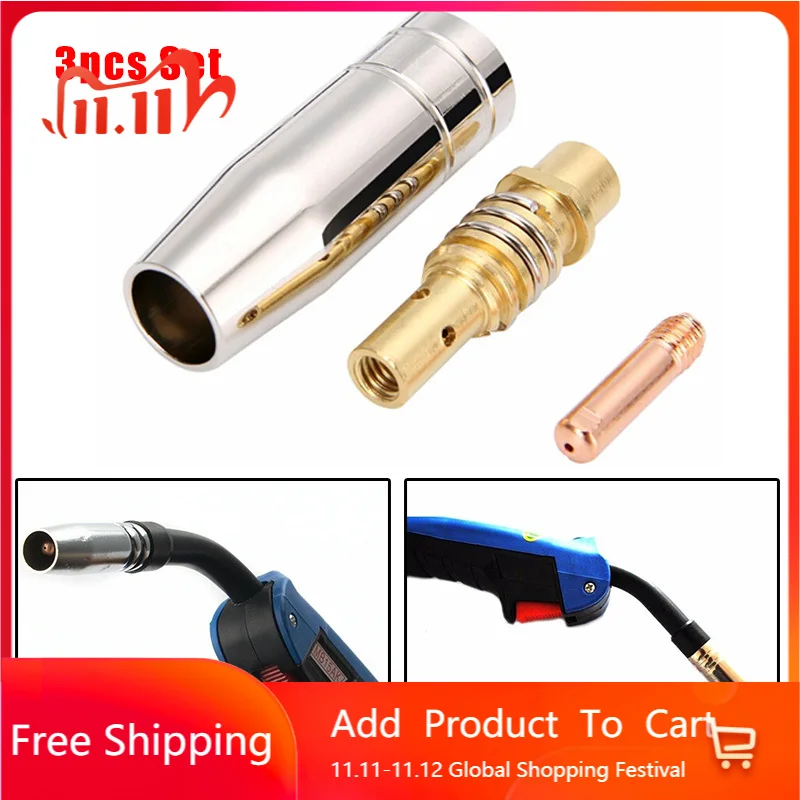 

3pcs/set Welding Nozzles 15AK 1.0mm Contact Tip With Holder CO2 MIG Welding Torch Air Cooled MB Welding Tools Accessories