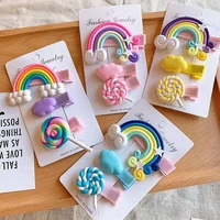 3pcsset pretty girls rainbow clouds lollipop hairpins children sweet hair clips barrette hair ornament cute hair accessories