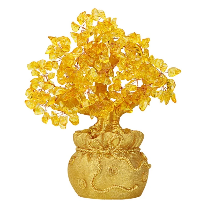 

Yellow Crystal Creative Citrine Lucky Tree Chinese Feng Shui Money Tree Fortune Tree for Desktop Ornament Home Decors