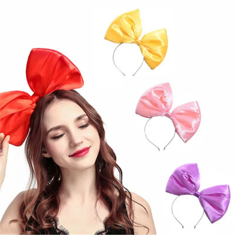 

Oversized Bow Hair Bands Exaggeration Acting Solid Color Cloth Headband For Women Europe And America Popular Holiday Party Head