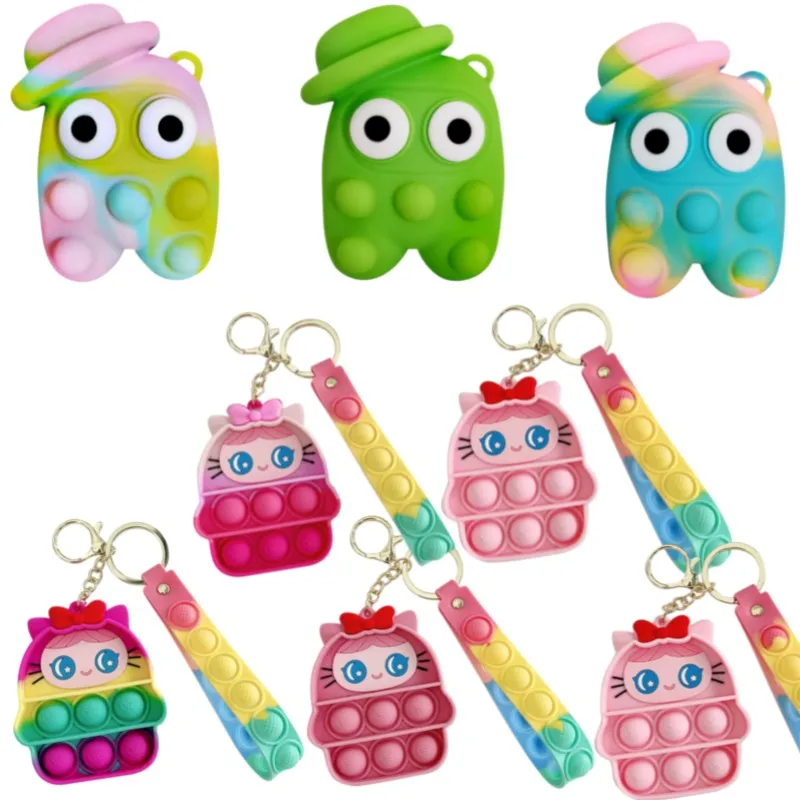 Дешевые антистресcовые игрушки Pop Fidget Rainbow Push Bubble с простым димплом для взрослых и детей для снятия стресса и борьбы с аутизмом.