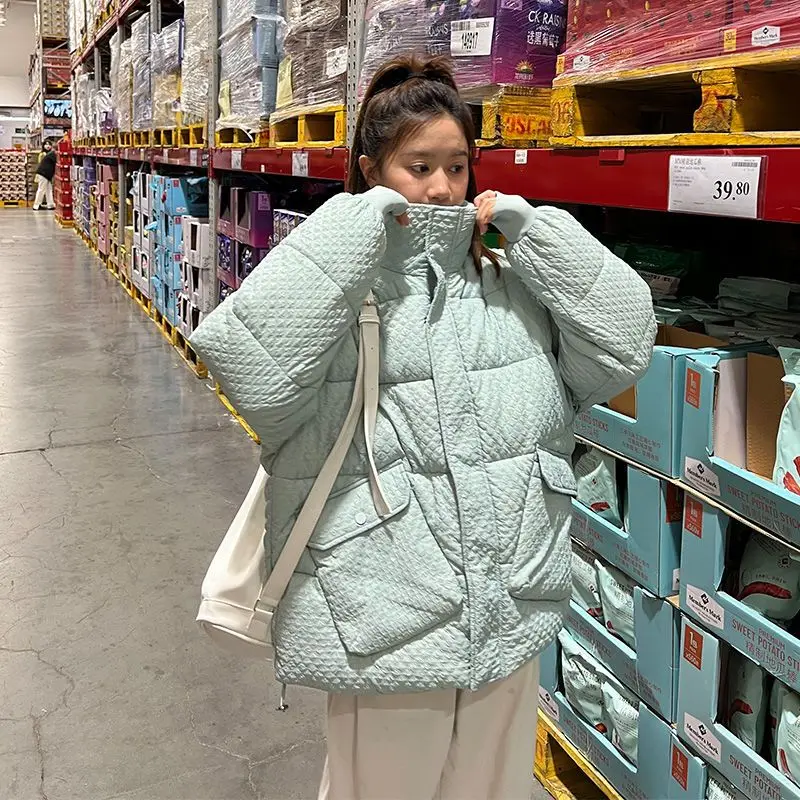 

Fashion Women Thickened White Cotton Jacket Ladies Winter Short Korea 2022 New Winter Stand-up Collar Outerwea Jacket