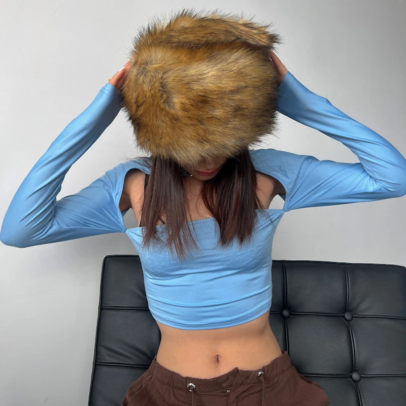 Зимняя женская плюшевая шапка в виде купола Женский русский рюкзак зимняя из