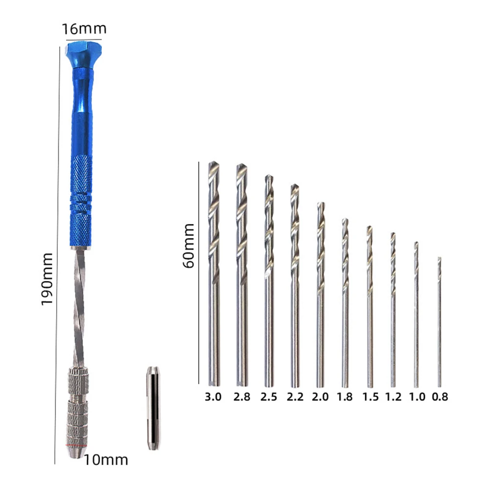 Синяя удлиненная полуавтоматическая ручная спиральная дрель 0 8-3 мм янтарный