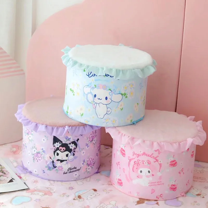 

Sanrio My Melody Kuromi Cinnamoroll Cartoon Cute Shoe Changing Stool Anime Figure Tatami Child Small Bench Washable Houseware