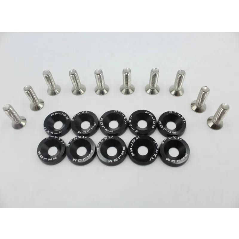 

10 комплектов M6 JDM автомобильные модифицированные фотовспышки, шайба, бампер, двигатель, вогнутые винты, шайба для крыла, болты для поделок