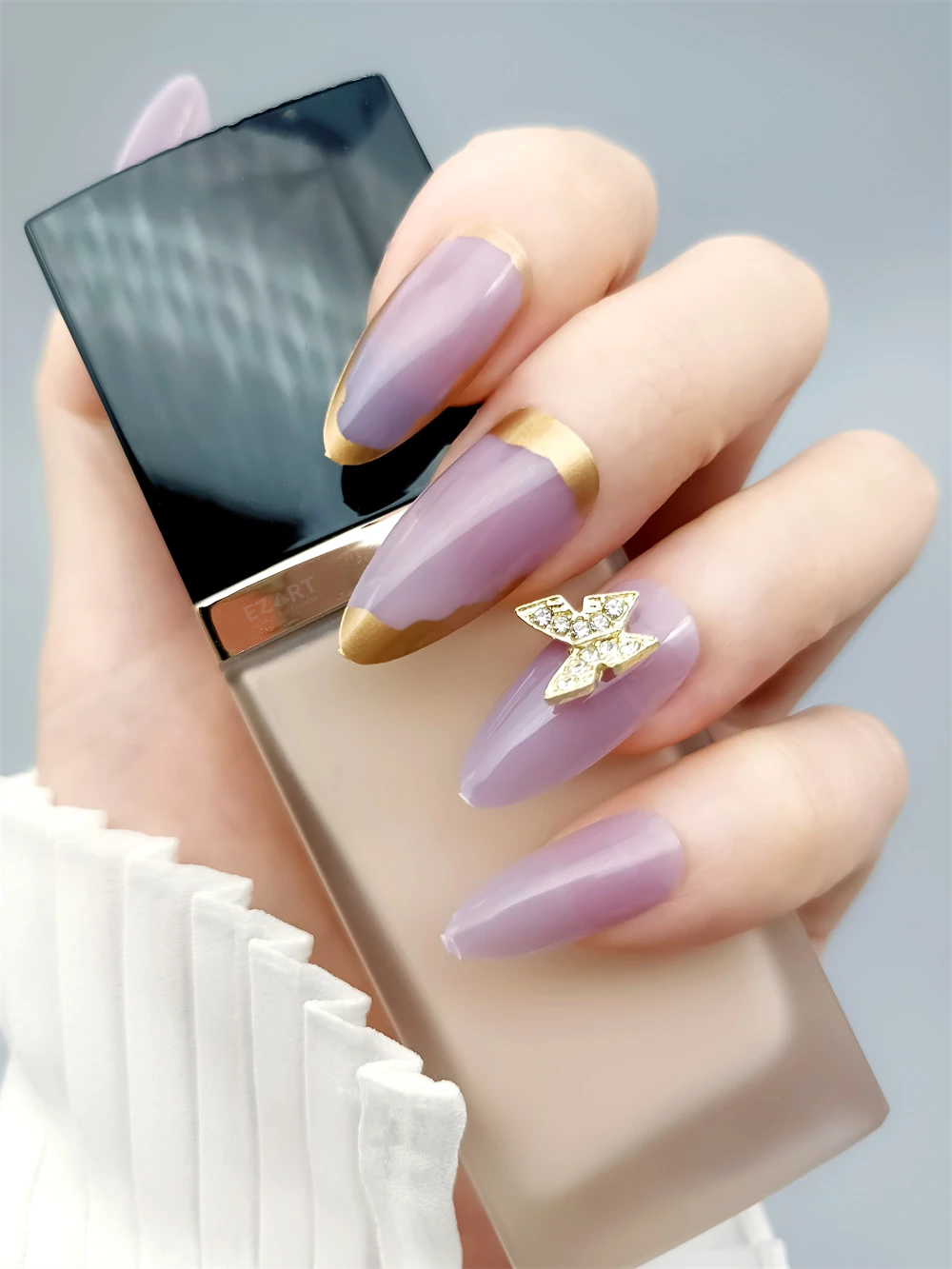 

Подарочная упаковка, романтические фиолетовые накладные ногти с 3D бабочкой, дизайн ногтей, дамские накладные ногти, миндальные длинные маникюрные украшения, 24 шт.