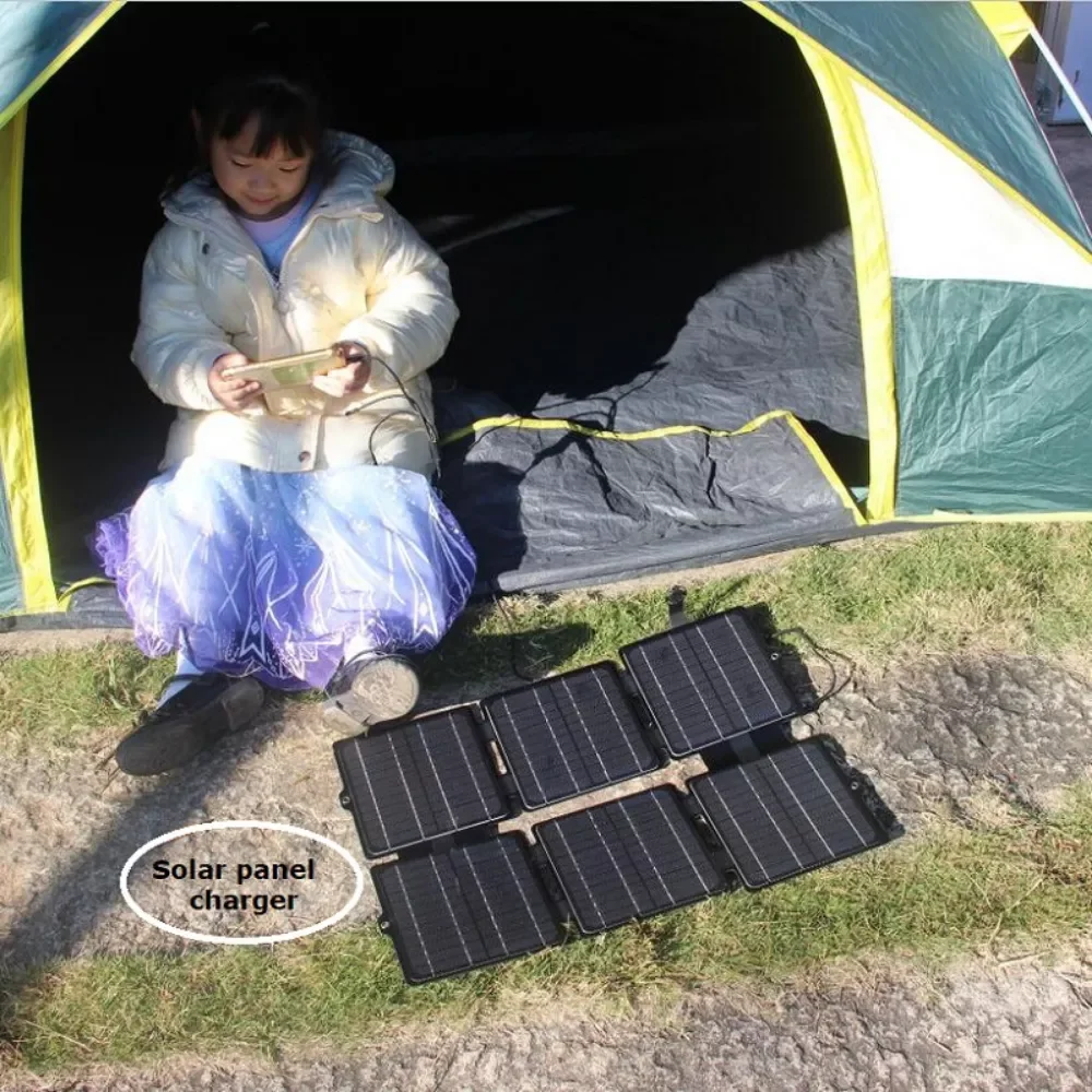 

80W Folding Solar Charger USB 5V DC 12V Waterproof Solar Panel Portable Solar Panel Bag Mobile Power for Outdoor Camping Hiking