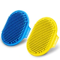 dog grooming brush pet shampoo bath brush soothing massage rubber comb with adjustable ring handle for dogs and cats