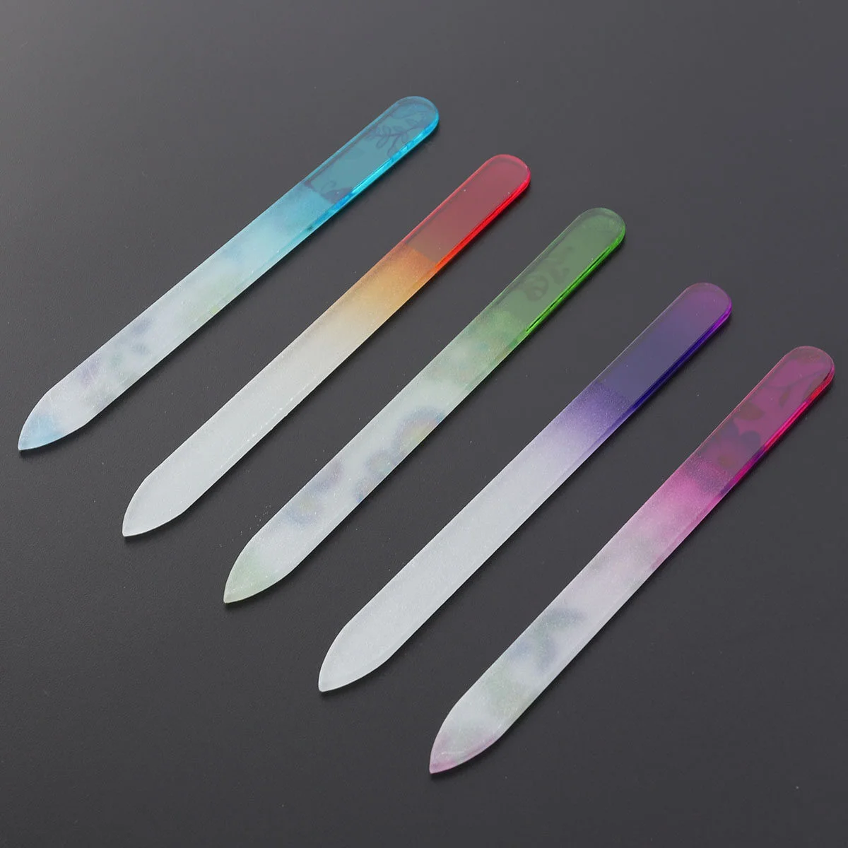 

5 Nail Files Glass Nail Buffering Files Sanding Professional Care Manicure Tools for Natural Nails Home and Salon Random