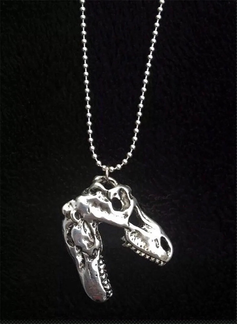 

Goth Punk T-Rex Dinosaur Skull Skeleton Pendant Chain Necklace For Women Man Handmade Charm Jewelry Wholesale