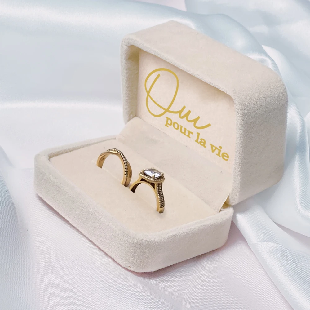 Christmas & Holiday Gift Rectangular Case 2-rings Engagement Wedding Proposal Monogram Bridal Photo Props