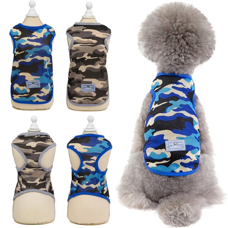 

Summer Dog Vest Breathable Mesh Puppy Clothes for Small Dog Camouflage Costume Kitten T-shirt Chihuahua Teddy Shirt Pet Clothing