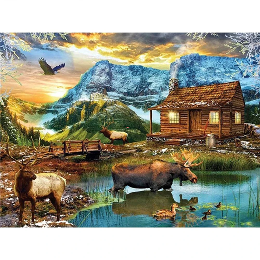 

Алмазная 5D мозаика с изображением оленя и гор