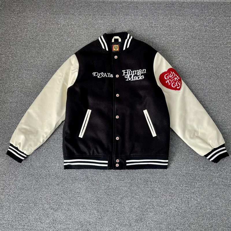 

Made Autumn And HUMAN Winter Girl Don't Cry Lovers Baseball Cotton Jacket Men Women Short Coat
