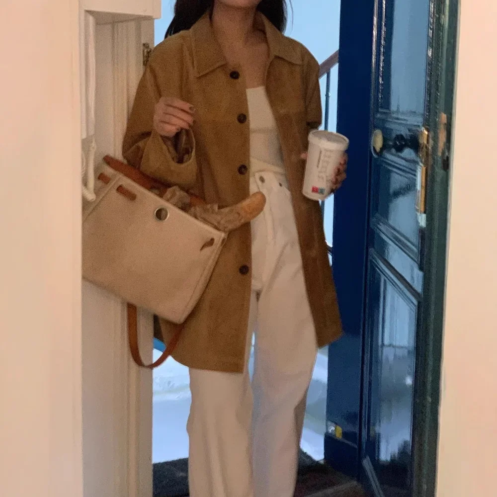 Стильная повседневная куртка средней длины Niche Sense в корейском стиле свободная