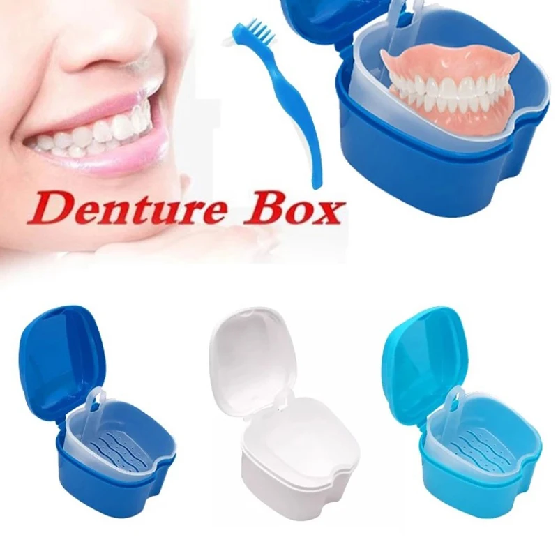

Denture Bath Box Cleaning Teeth Case Dental False Teeth Storage Box With Hanging Net Container Container Denture Boxs Container