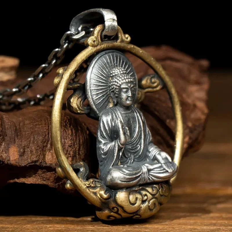 New Retro Solid Buddha Pendant Old Zodiac Year Manshu Bodhisattva Guanyin Men and Women