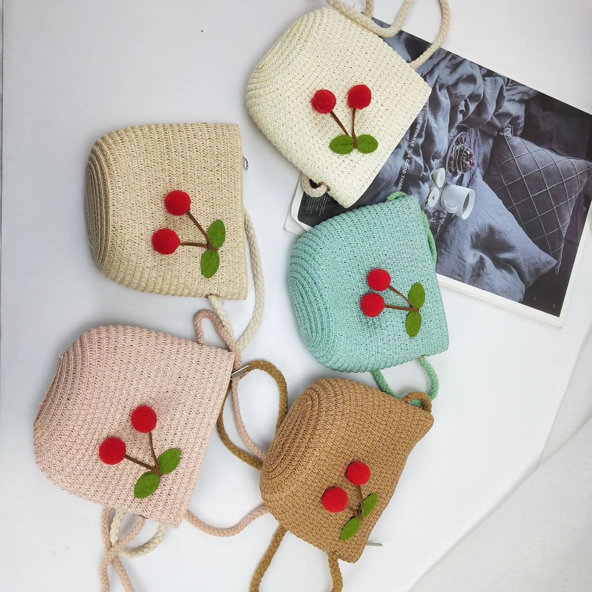 

Baby Lovely Cartoon Shoulder Bags Summer Cute Kids Holiday Beach Cherry Bag Children Mini Outdoor Handbags